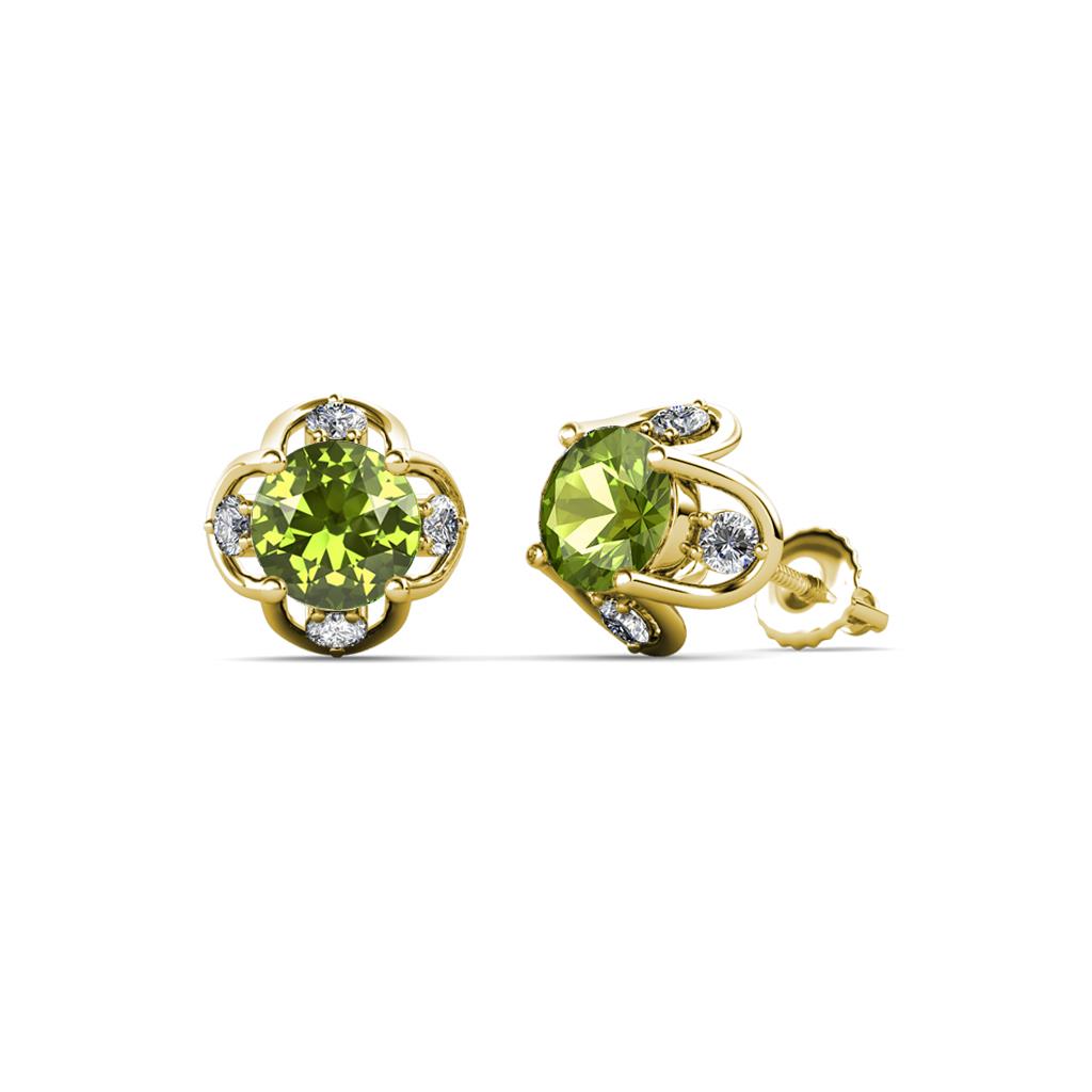 Cynzia Peridot and Diamond Tulip Stud Earrings 