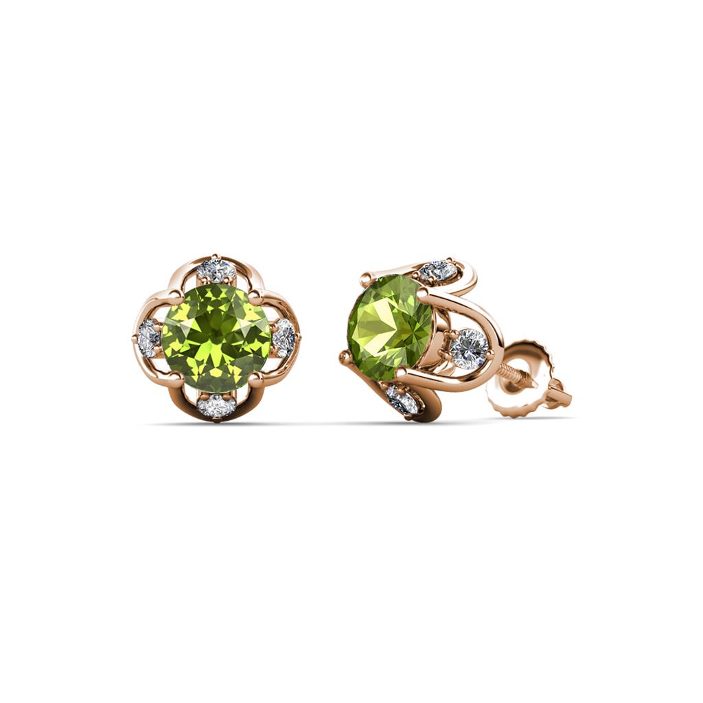 Cynzia Peridot and Diamond Tulip Stud Earrings 