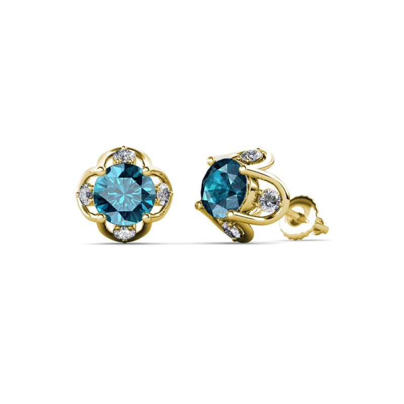 Cynzia London Blue Topaz and Diamond Tulip Stud Earrings 