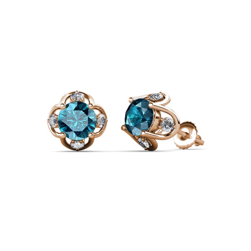 Cynzia London Blue Topaz and Diamond Tulip Stud Earrings 