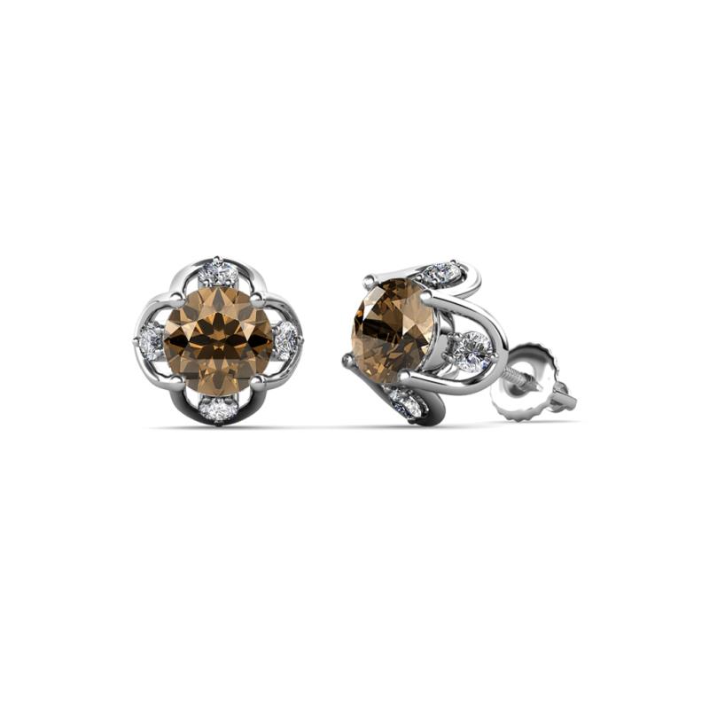 Cynzia Smoky Quartz and Diamond Tulip Stud Earrings 