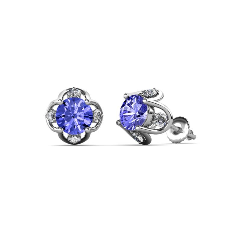 Cynzia Tanzanite and Diamond Tulip Stud Earrings 