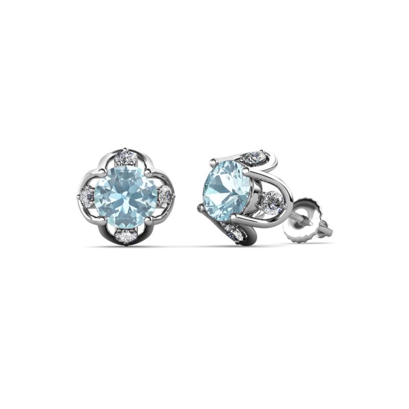 Cynzia Aquamarine and Diamond Tulip Stud Earrings 