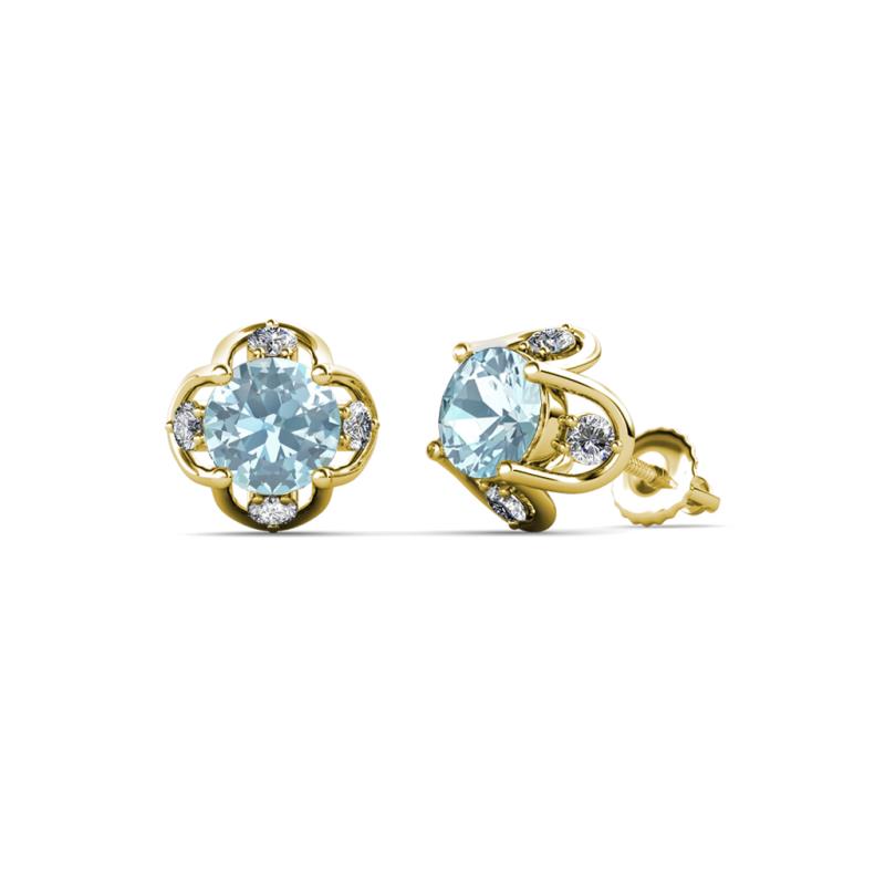Cynzia Aquamarine and Diamond Tulip Stud Earrings 