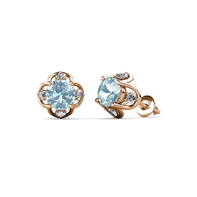 Cynzia Aquamarine and Diamond Tulip Stud Earrings 