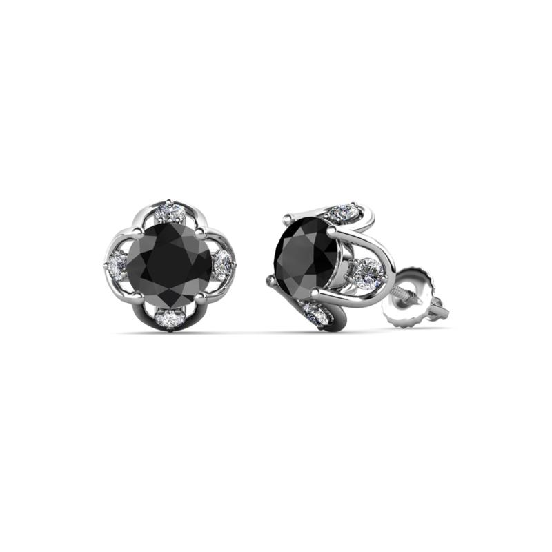 Cynzia Black and White Diamond Tulip Stud Earrings 