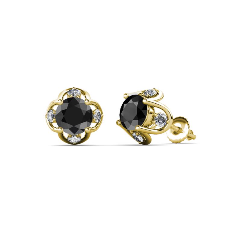 Cynzia Black and White Diamond Tulip Stud Earrings 