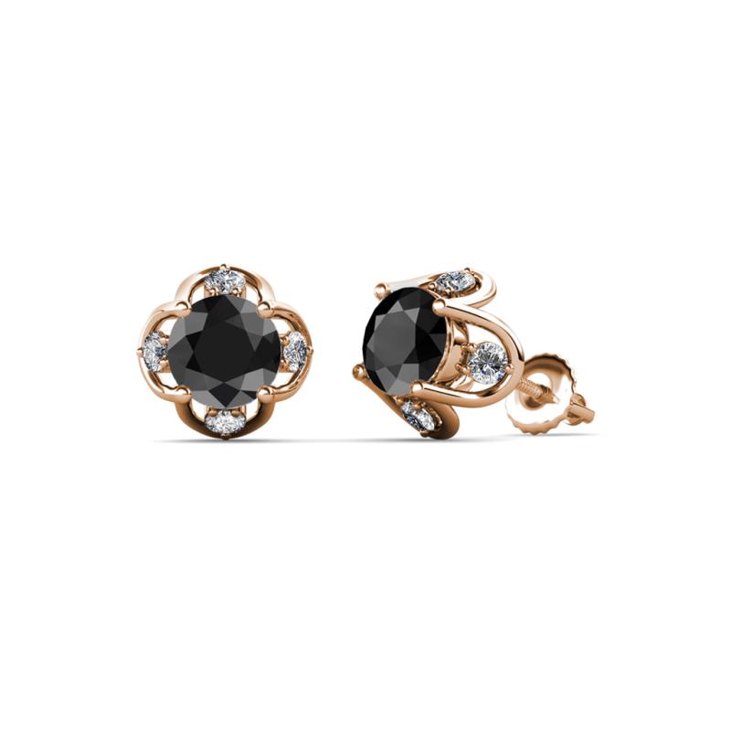 Cynzia Black and White Diamond Tulip Stud Earrings 