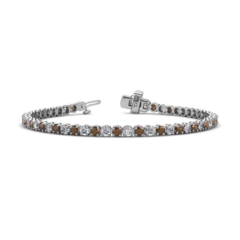 Izarra 3.10 mm Smoky Quartz and Diamond Eternity Tennis Bracelet 