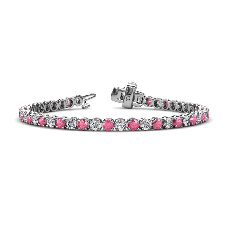 Izarra 3.90 mm Pink Tourmaline and Diamond Eternity Tennis Bracelet 