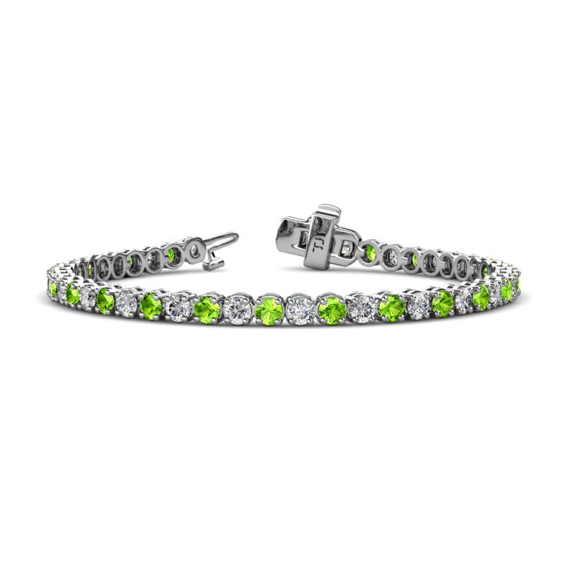 Izarra 3.90 mm Peridot and Diamond Eternity Tennis Bracelet 