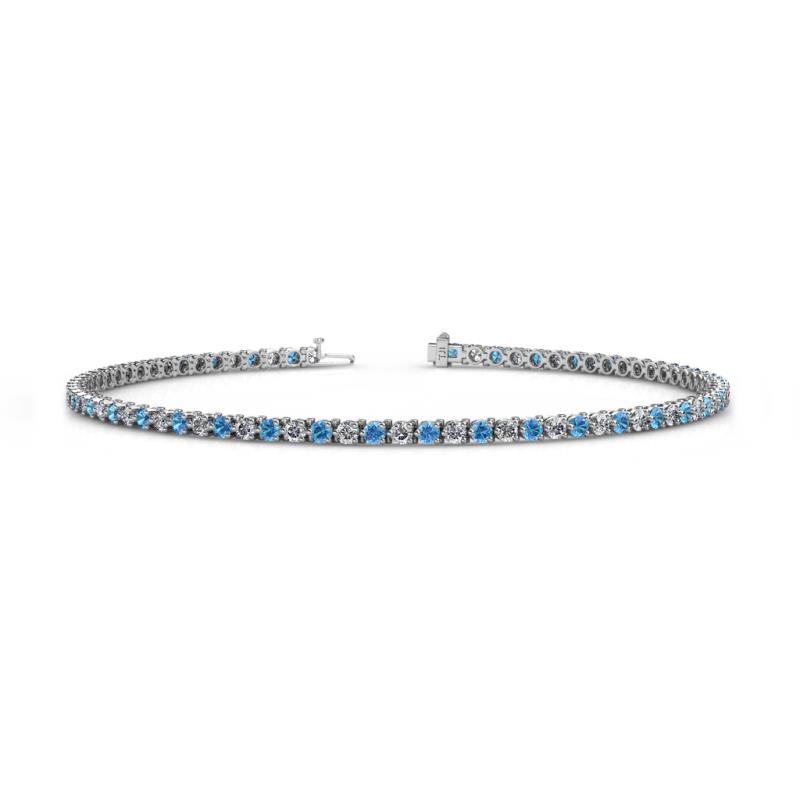 Cliona 2.00 mm Blue Topaz and Diamond Eternity Tennis Bracelet 