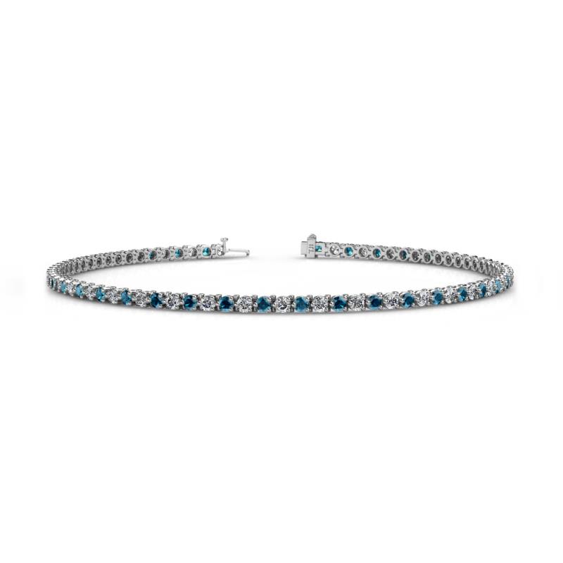 Cliona 2.00 mm Blue and White Diamond Eternity Tennis Bracelet 