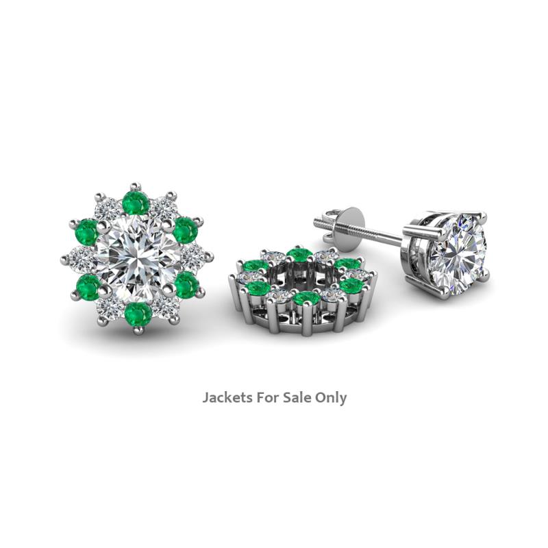 Florice Emerald and Diamond Flower Jacket Earrings 