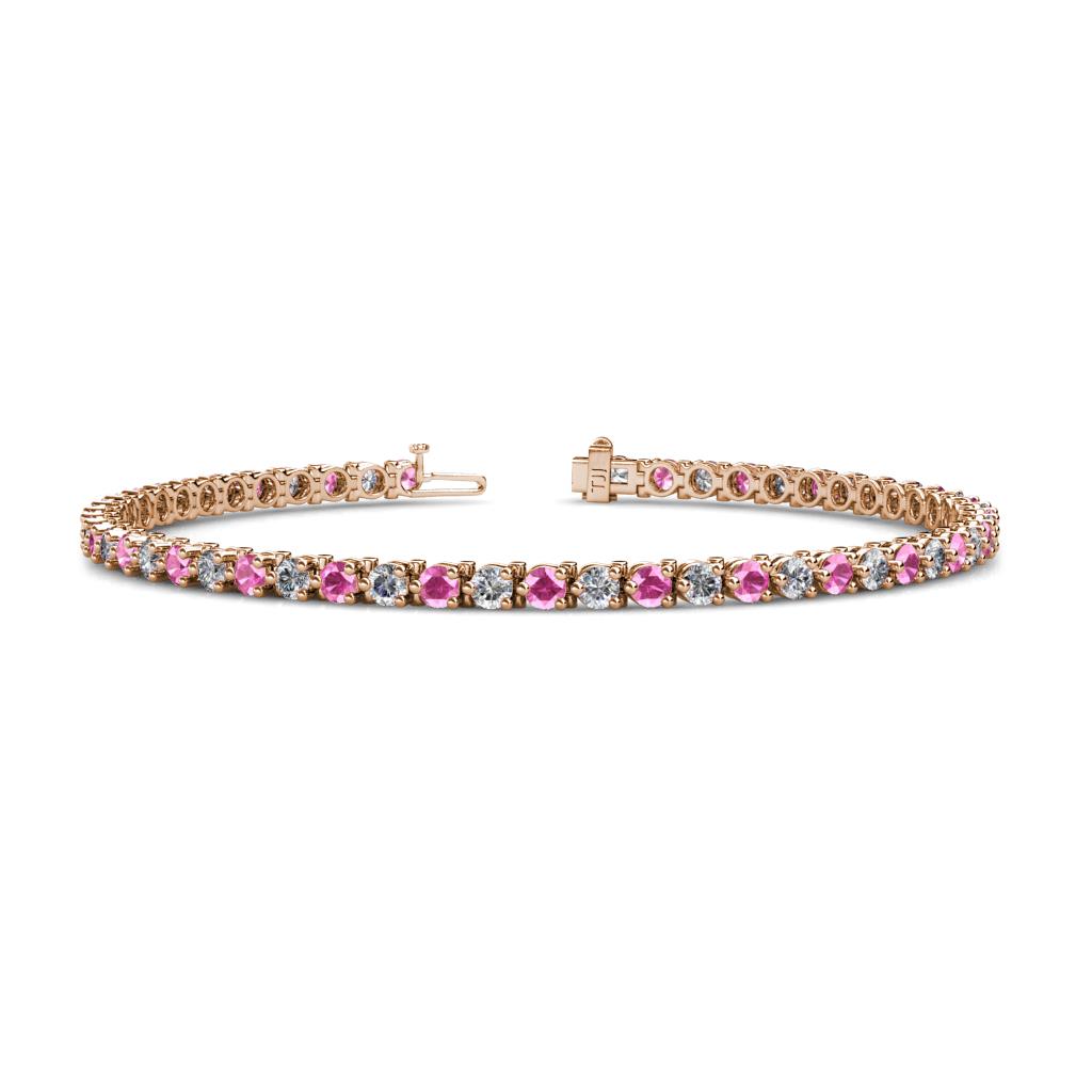 Cliona 3.00 mm Pink Sapphire and Diamond Eternity Tennis Bracelet 
