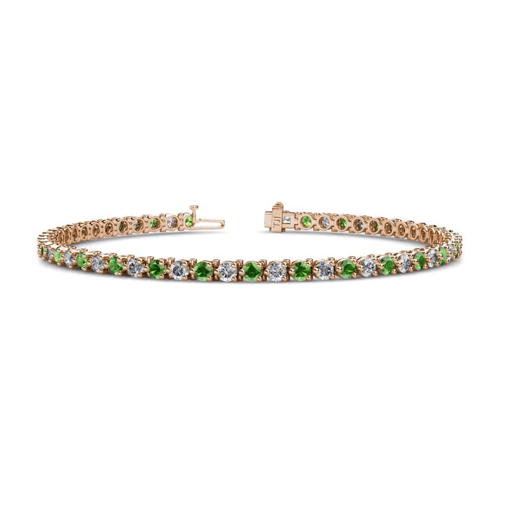 Cliona 3.00 mm Green Garnet and Diamond Eternity Tennis Bracelet 