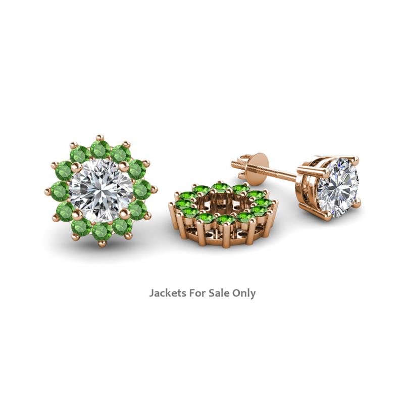 Florice Round Green Garnet Flower Jacket Earrings 