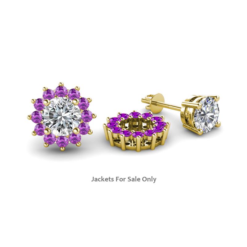 Florice Round Amethyst Flower Jacket Earrings 