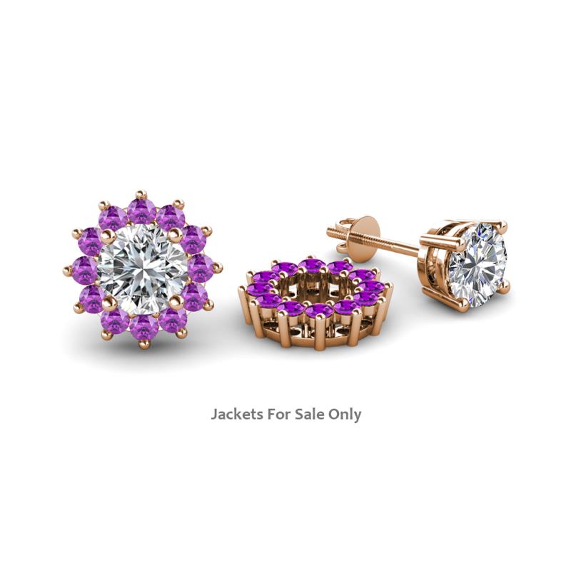 Florice Round Amethyst Flower Jacket Earrings 