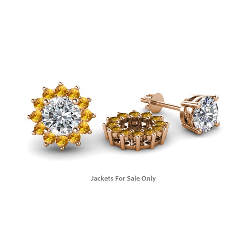 Florice Round Citrine Flower Jacket Earrings 