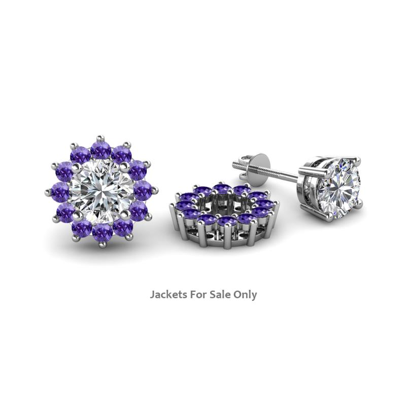 Florice Round Iolite Flower Jacket Earrings 