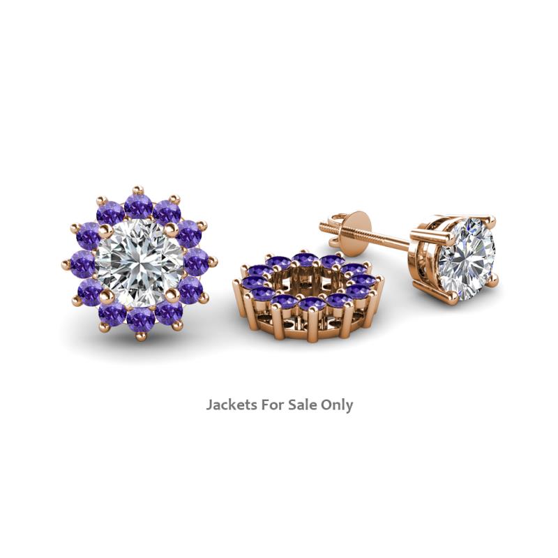 Florice Round Iolite Flower Jacket Earrings 