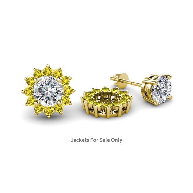 Florice Round Yellow Diamond Flower Jacket Earrings 