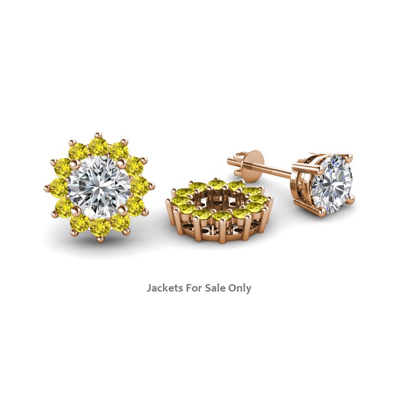 Florice Round Yellow Diamond Flower Jacket Earrings 