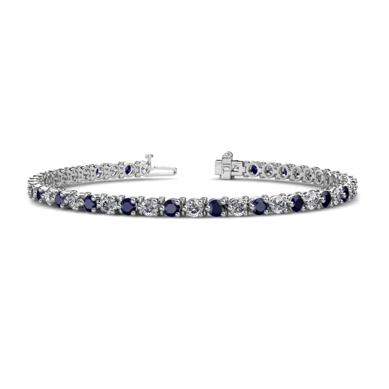 Cliona 3.6 mm Blue Sapphire and Diamond Eternity Tennis Bracelet 