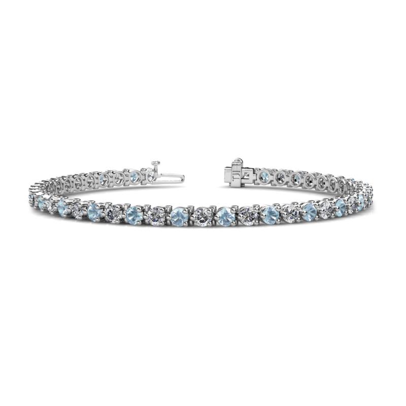 Cliona 3.6 mm Aquamarine and Diamond Eternity Tennis Bracelet 