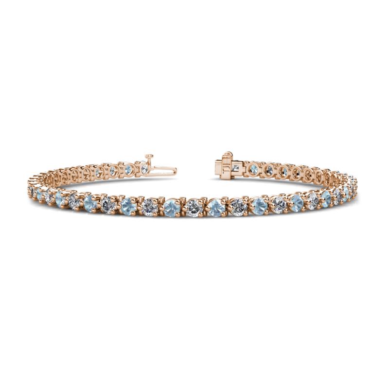 Cliona 3.6 mm Aquamarine and Diamond Eternity Tennis Bracelet 