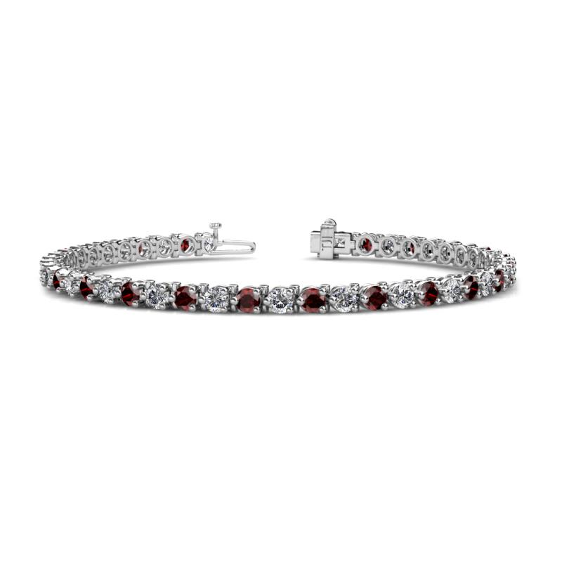 Cliona 3.6 mm Red Garnet and Diamond Eternity Tennis Bracelet 