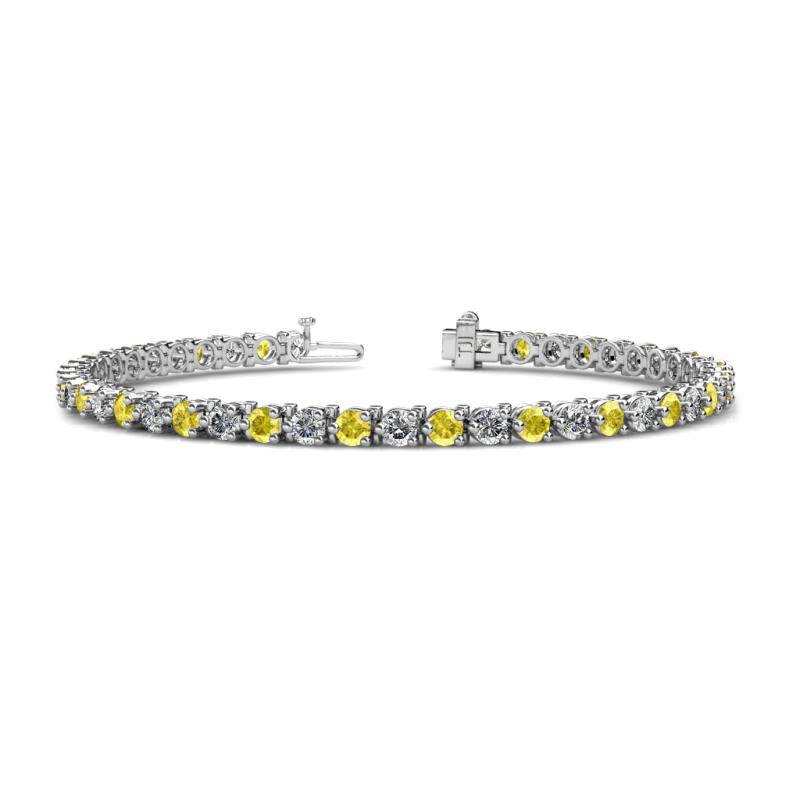 Cliona 3.6 mm Yellow Sapphire and Diamond Eternity Tennis Bracelet 
