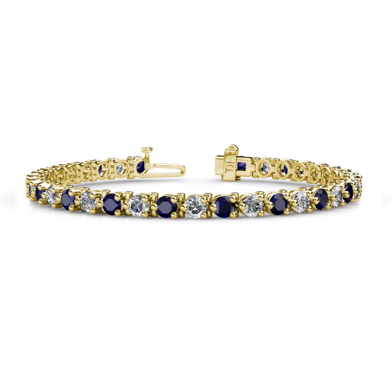 Cliona 4.10 mm Blue Sapphire and Diamond Eternity Tennis Bracelet 