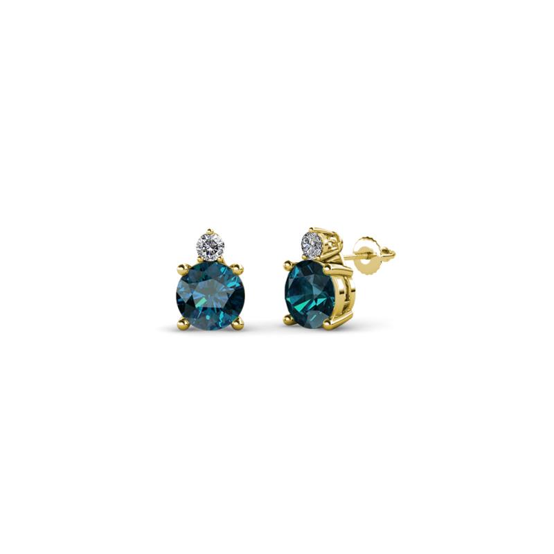 Viera Blue and White Diamond Two Stone Stud Earrings 