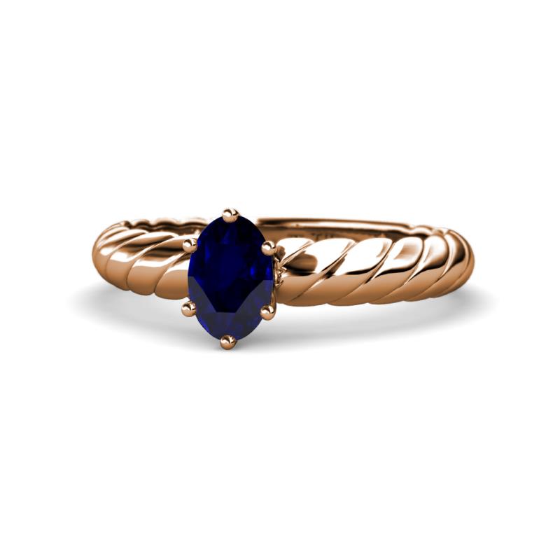 Eudora Classic 7x5 mm Oval Shape Blue Sapphire Solitaire Engagement Ring 