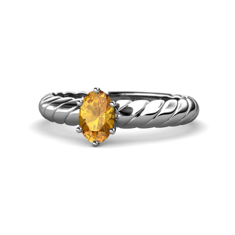 Eudora Classic 7x5 mm Oval Shape Citrine Solitaire Engagement Ring 