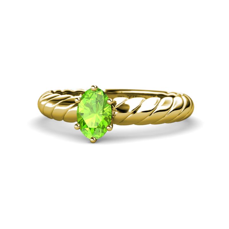 Eudora Classic 7x5 mm Oval Shape Peridot Solitaire Engagement Ring 