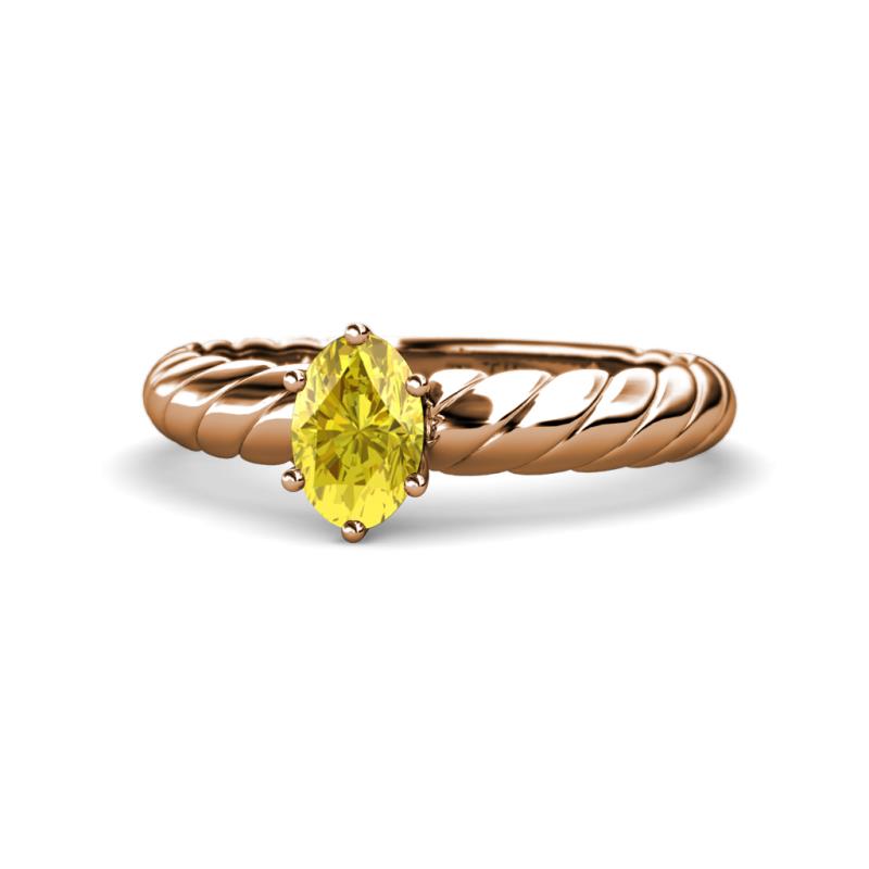 Eudora Classic 7x5 mm Oval Shape Yellow Sapphire Solitaire Engagement Ring 