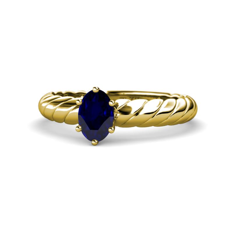 Eudora Classic 7x5 mm Oval Shape Blue Sapphire Solitaire Engagement Ring 