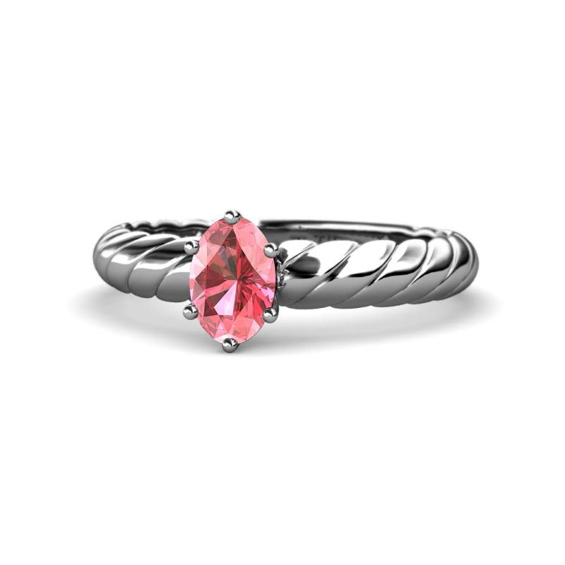 Eudora Classic 7x5 mm Oval Shape Pink Tourmaline Solitaire Engagement Ring 