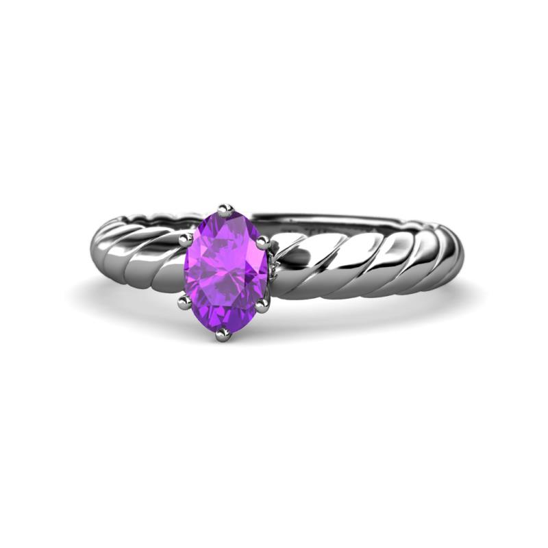 Eudora Classic 7x5 mm Oval Shape Amethyst Solitaire Engagement Ring 