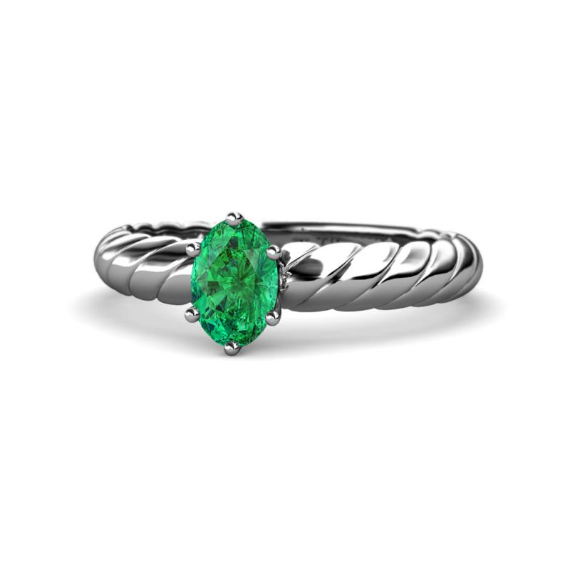 Eudora Classic 7x5 mm Oval Shape Emerald Solitaire Engagement Ring 