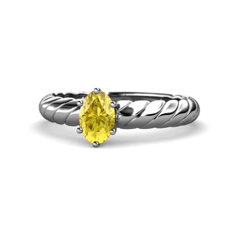 Eudora Classic 7x5 mm Oval Shape Yellow Sapphire Solitaire Engagement Ring 