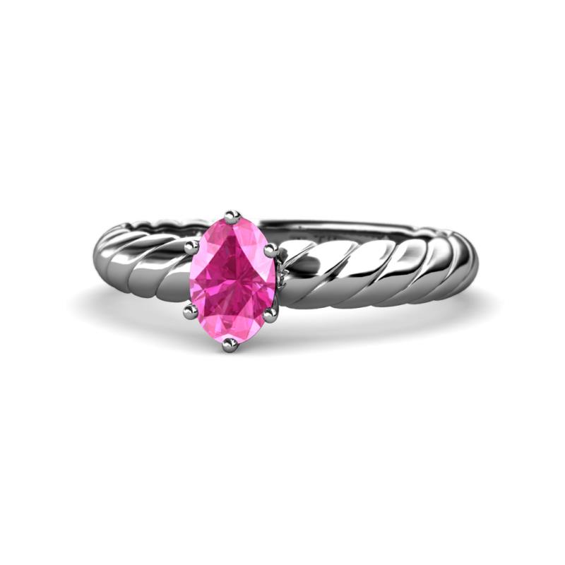 Eudora Classic 7x5 mm Oval Shape Pink Sapphire Solitaire Engagement Ring 