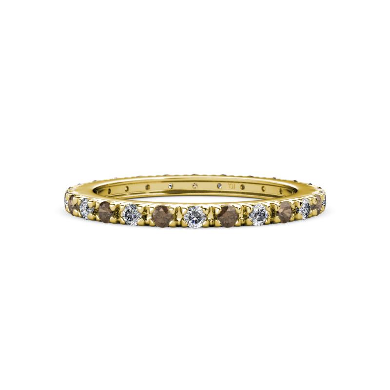 Gracie 2.00 mm Round Smoky Quartz and Diamond Eternity Band 