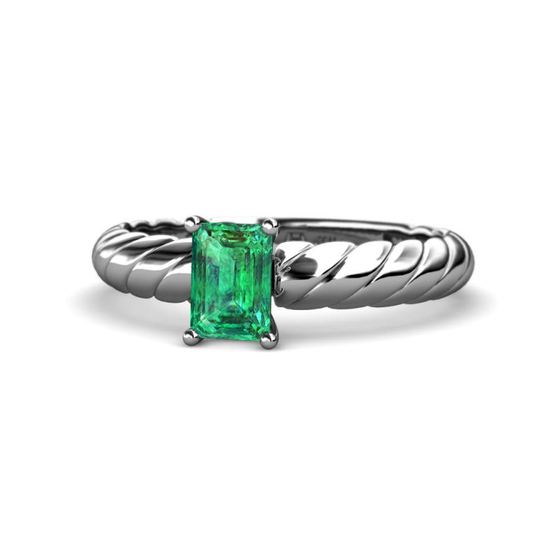 Eudora Classic 7x5 mm Emerald Shape Emerald Solitaire Engagement Ring 