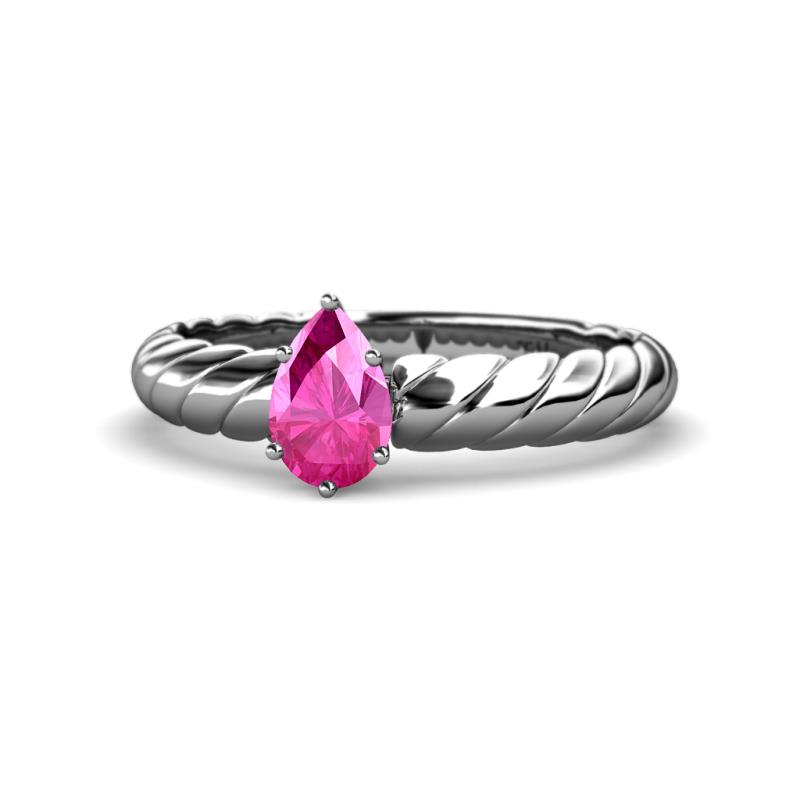 Eudora Classic Pear Cut Pink Sapphire Solitaire Engagement Ring 