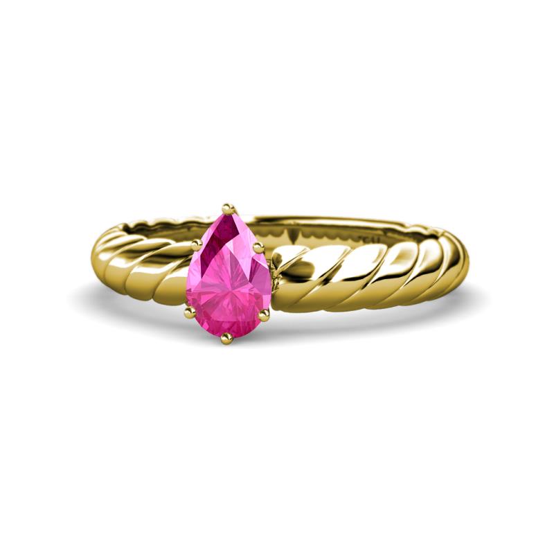 Eudora Classic Pear Cut Pink Sapphire Solitaire Engagement Ring 