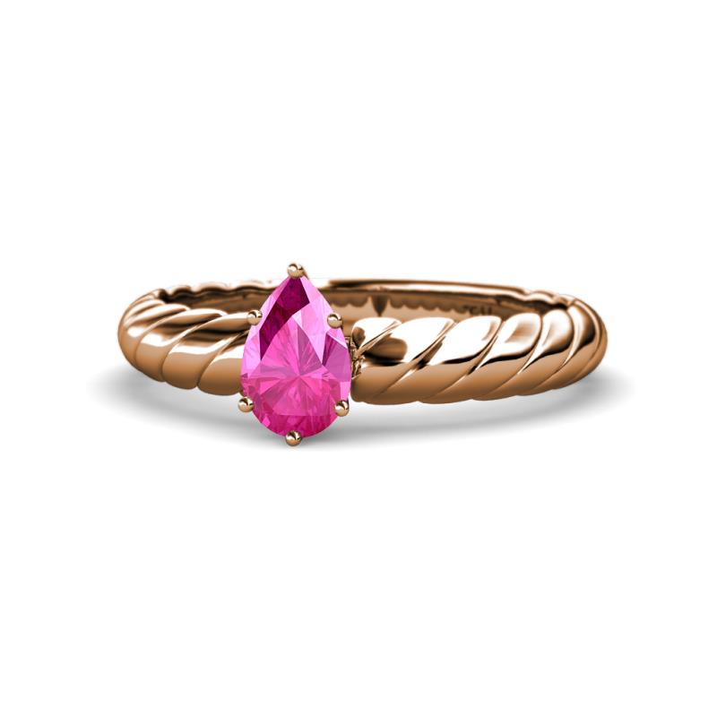 Eudora Classic Pear Cut Pink Sapphire Solitaire Engagement Ring 